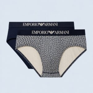 Slip Uomo in Cotone Elasticizzato Emporio Armani 2 Pezzi Blu
