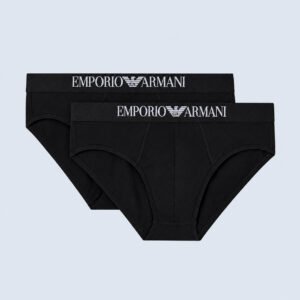 Slip Uomo in Jersey di Viscosa Emporio Armani Pack 2 con Logo